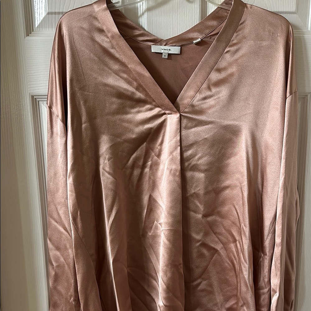 Vince Satin Blouse in Blush